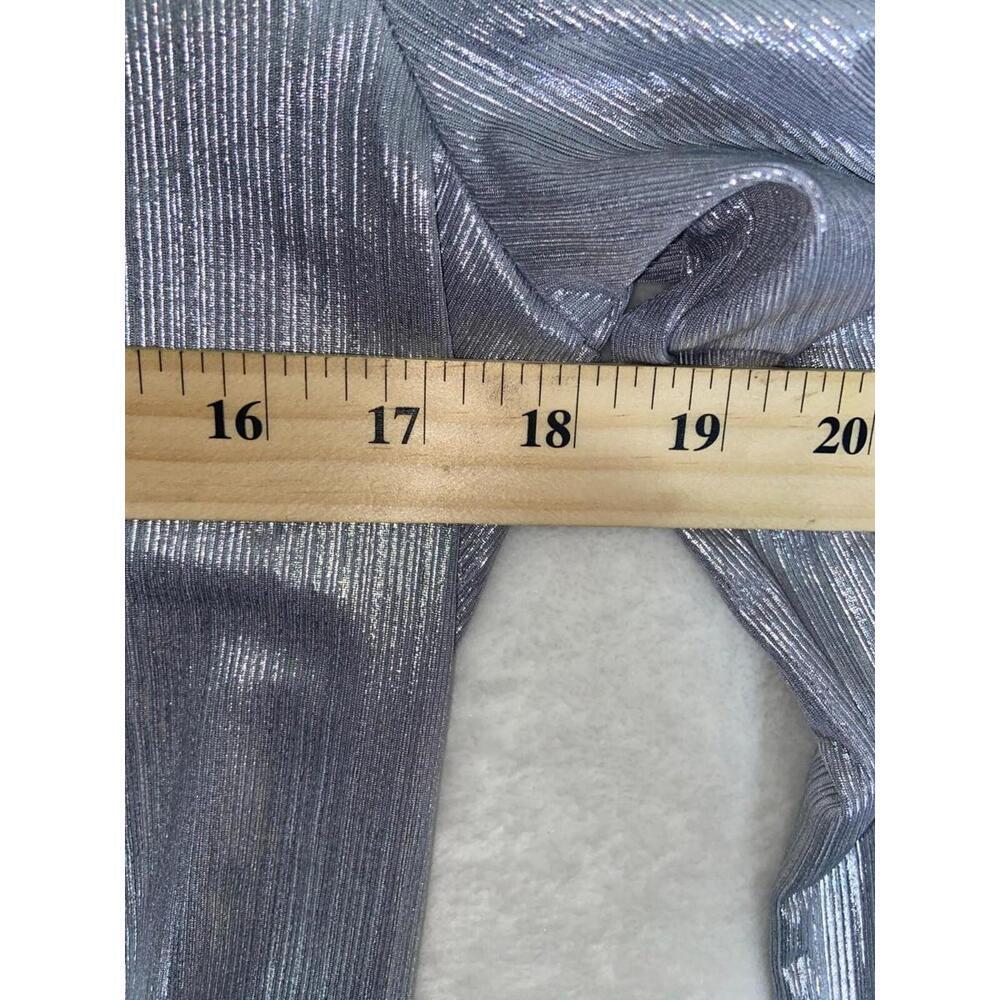 Kate Spade New York Silver Metallic Stretch Shirt Poly Blend Medium Turtleneck - Picture 6 of 9